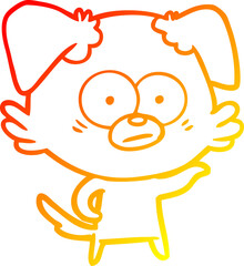 warm gradient line drawing nervous dog cartoon