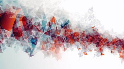 Triangular red abstract design, mosaic elements. Generative ai.