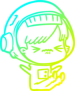 recommend clip art: cold gradient line drawing cartoon space girl throwing a tantrum
