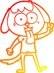 warm gradient line drawing cute cartoon dog