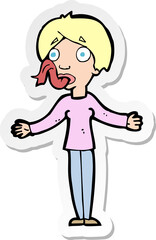 sticker of a cartoon woman telling lies