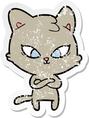 Fototapeta na wymiar distressed sticker of a cute cartoon cat