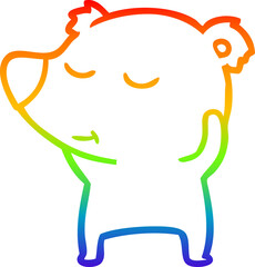 rainbow gradient line drawing happy cartoon polar bear