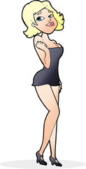 cartoon attractive woman in short dress