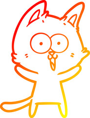 warm gradient line drawing funny cartoon cat