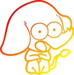 warm gradient line drawing cute cartoon elephant