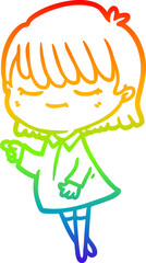 rainbow gradient line drawing cartoon woman