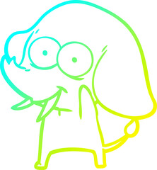 cold gradient line drawing happy cartoon elephant