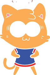 flat color style cartoon surprised cat