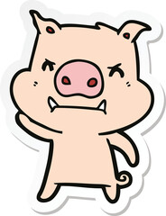 sticker of a angry cartoon pig