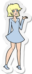 sticker of a cartoon pretty woman in dress