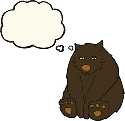 cartoon unhappy black bear with thought bubble