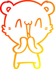 warm gradient line drawing happy bear cartoon