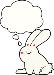 cartoon rabbit and thought bubble