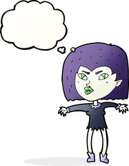 cartoon vampire girl with thought bubble
