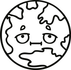 line drawing cartoon planet earth