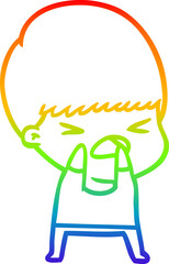 rainbow gradient line drawing cartoon stressed man