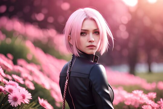 Portrait Of A Realistic Sakura Haruno Anime