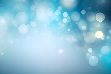 Defocused blurred bokeh lights background, soft focus of shining light pastel blue light dots, digital art, generative ai