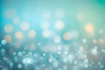 Fototapeta premium Defocused blurred bokeh lights background, soft focus of shining light pastel blue light dots, digital art, generative ai