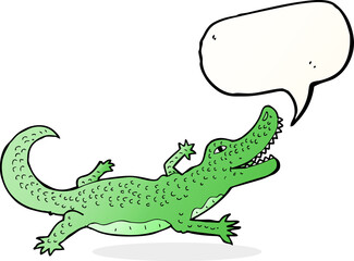 cartoon crocodile with speech bubble