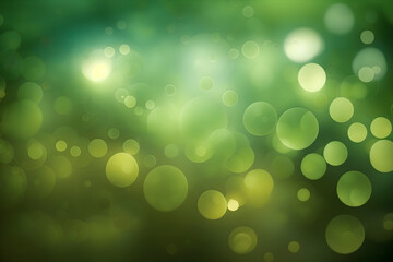 Defocused blurred bokeh lights background, soft focus of shining light green light dots, digital art, generative ai