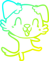 cold gradient line drawing laughing cartoon dog