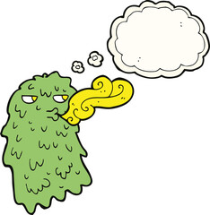 cartoon gross ghost with thought bubble
