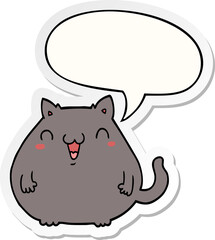 cartoon cat and speech bubble sticker