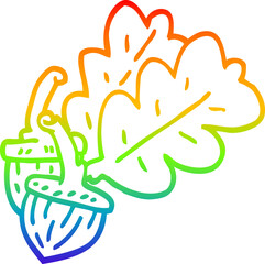 rainbow gradient line drawing cartoon acorn