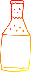 warm gradient line drawing cartoon beer bottle