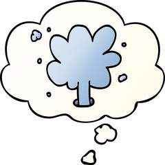 cartoon spouting water and thought bubble in smooth gradient style