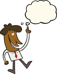 cartoon man with idea with thought bubble