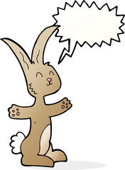 cartoon rabbit with speech bubble