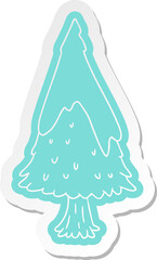 cartoon sticker single snow covered tree