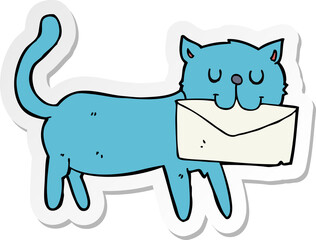 sticker of a cartoon cat carrying letter