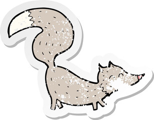 retro distressed sticker of a cartoon little wolf