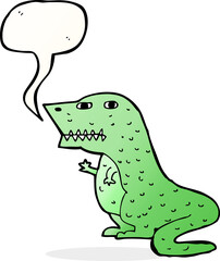 cartoon dinosaur with speech bubble