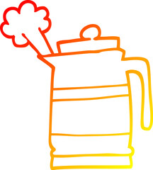 warm gradient line drawing cartoon kettle