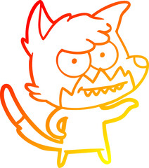 warm gradient line drawing cartoon grinning fox