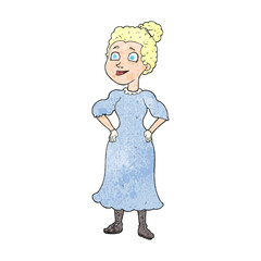 textured cartoon victorian woman in dress