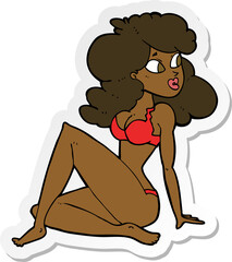sticker of a cartoon sexy woman in underwear
