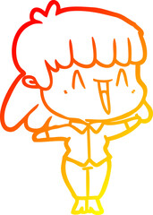 warm gradient line drawing cartoon woman