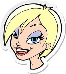 sticker of a cartoon pretty female face