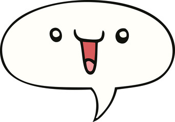 cute happy cartoon face and speech bubble