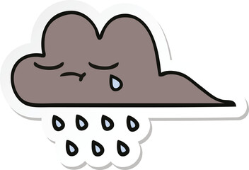 sticker of a cute cartoon storm rain cloud