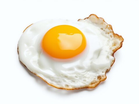 Fried egg isolated on white background, top view. Healthy breakfast.