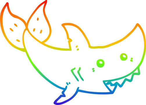 recommend clip art: rainbow gradient line drawing cartoon shark