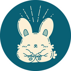 icon of tattoo style happy rabbit