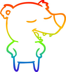 rainbow gradient line drawing cartoon bear